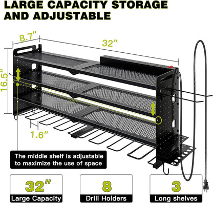 Heavy Duty Wall Mounted Power Tool Storage Rack