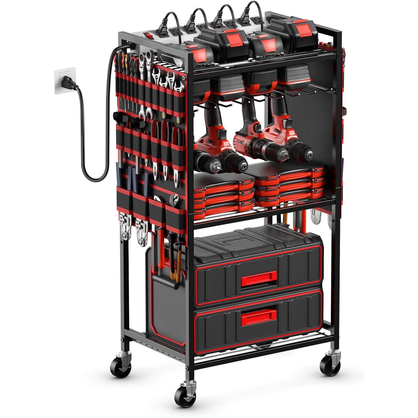 Heavy Duty Wall Mounted Power Tool Storage Rack