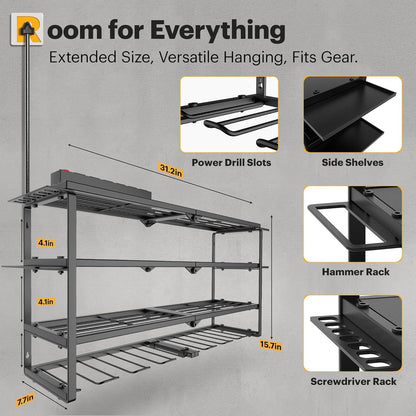 Heavy Duty Wall Mounted Power Tool Storage Rack