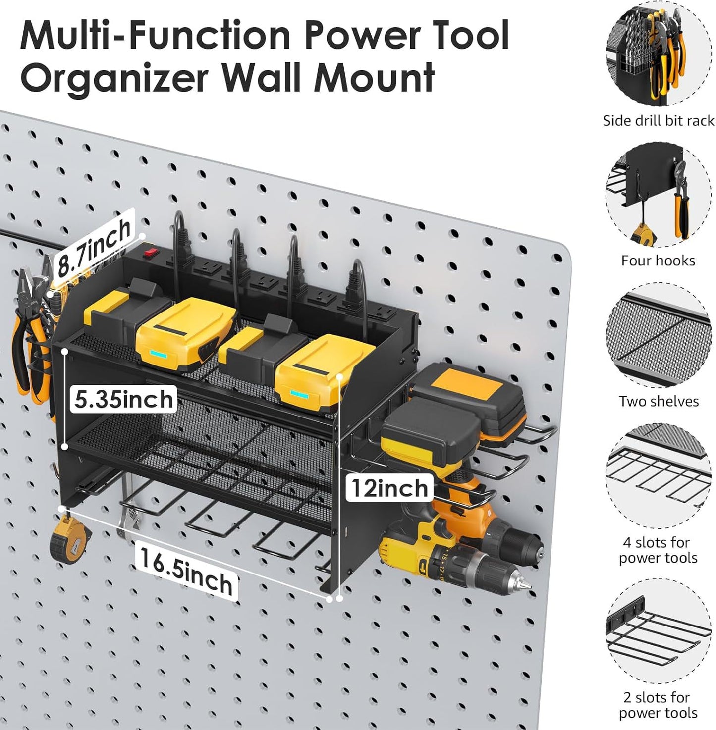 Heavy Duty Wall Mounted Power Tool Storage Rack
