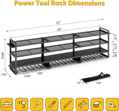 Heavy Duty Wall Mounted Power Tool Storage Rack
