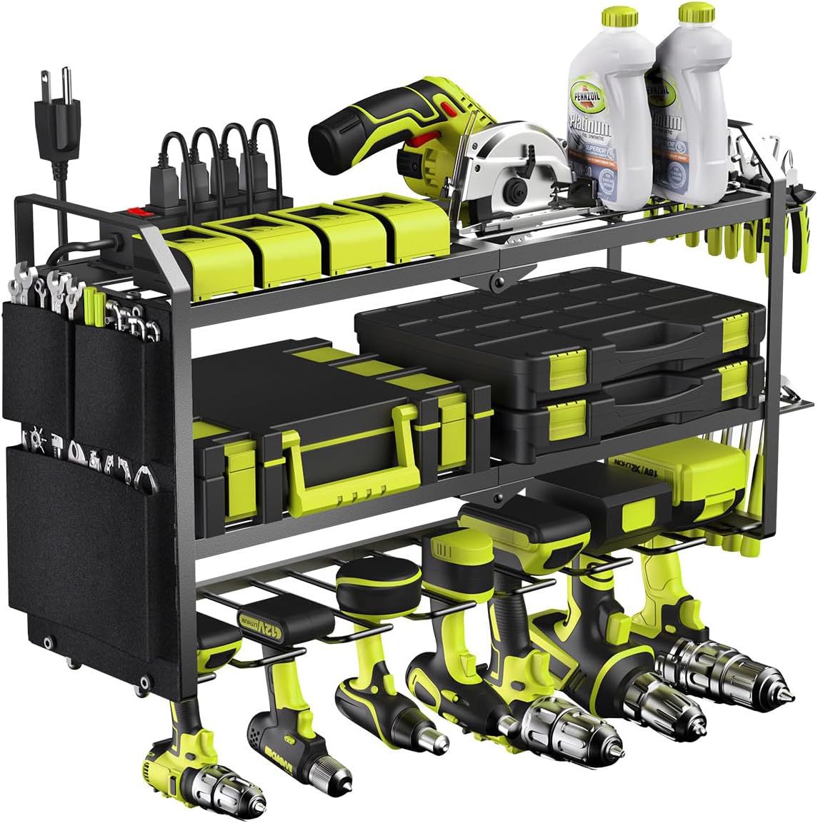 Heavy Duty Wall Mounted Power Tool Storage Rack