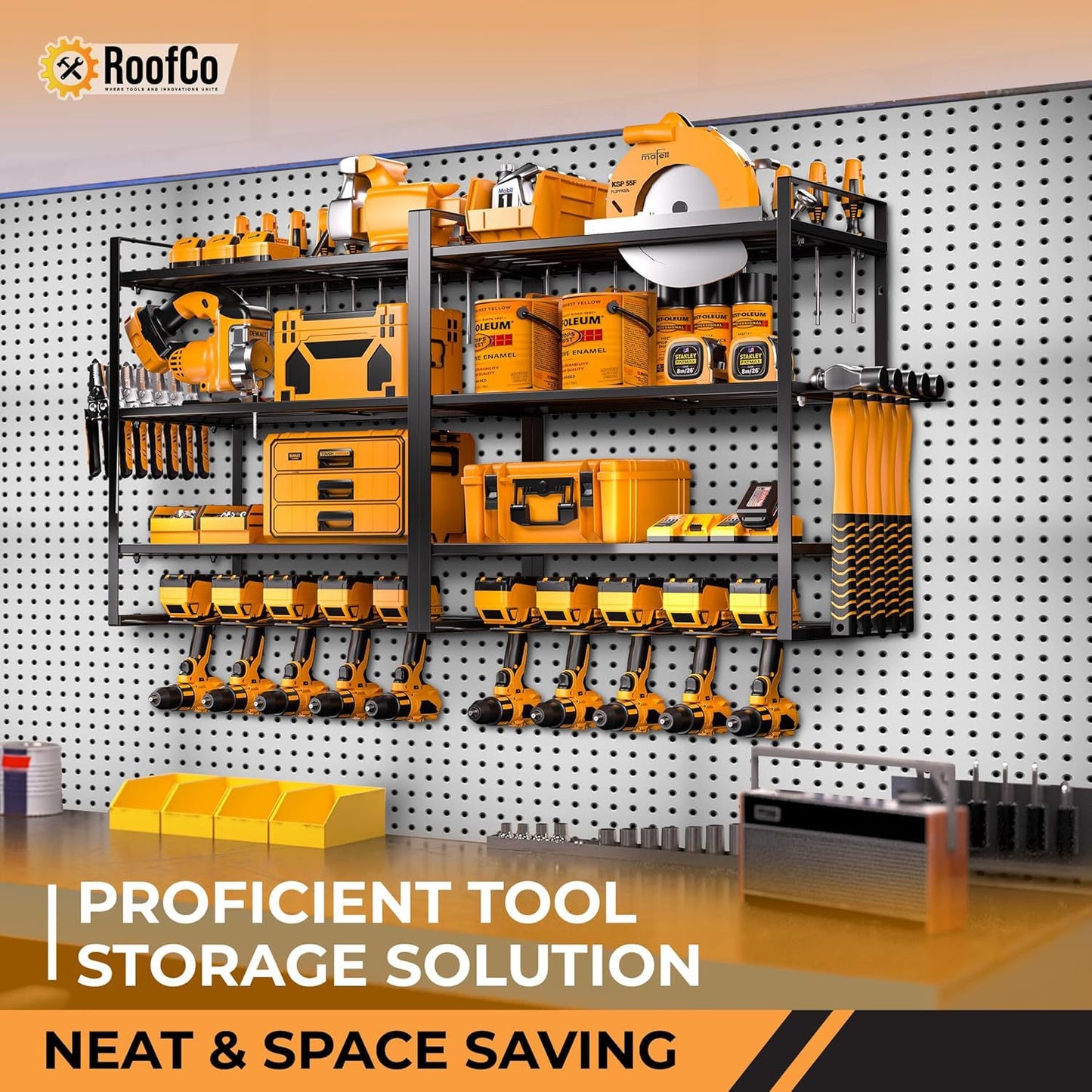 Heavy Duty Wall Mounted Power Tool Storage Rack