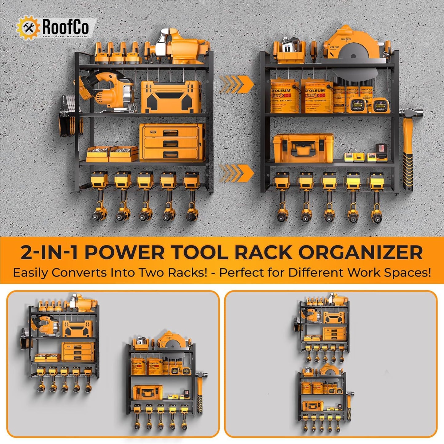 Heavy Duty Wall Mounted Power Tool Storage Rack