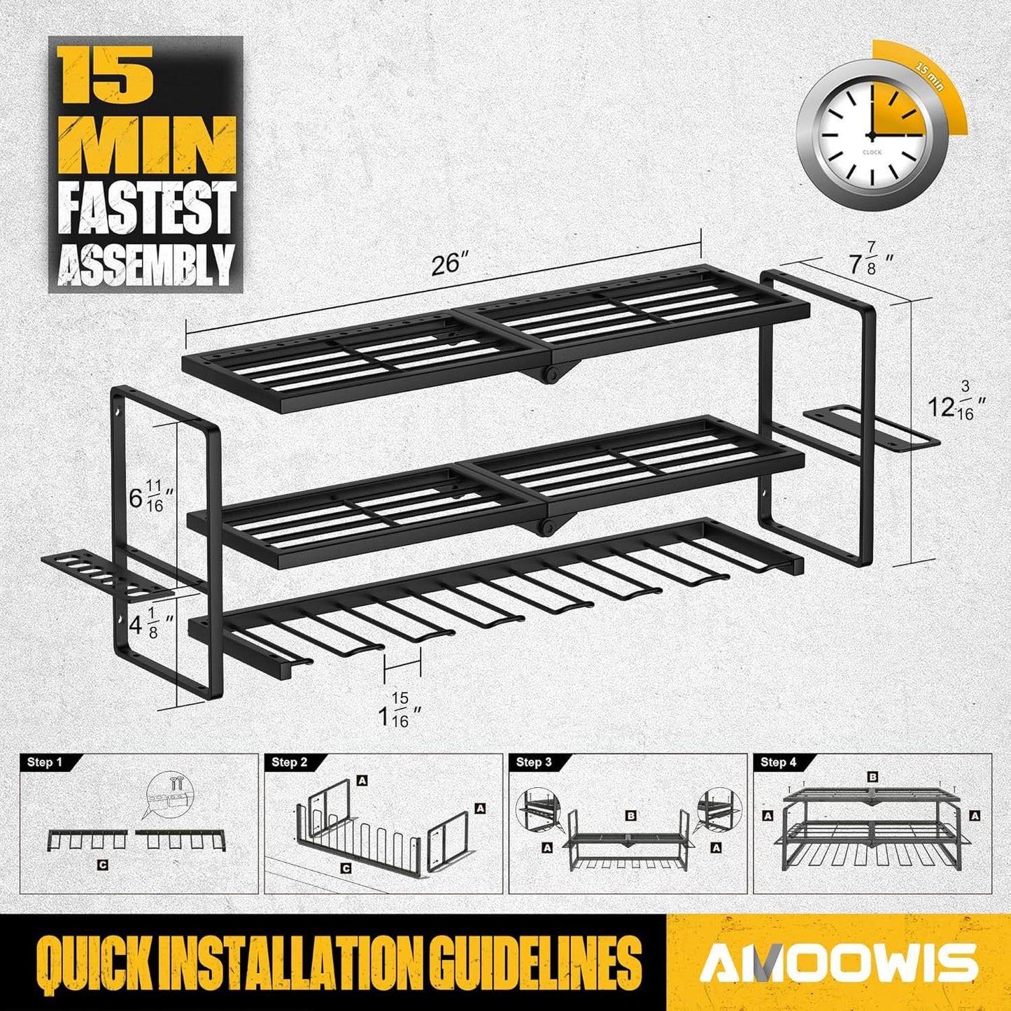 Heavy Duty Wall Mounted Power Tool Storage Rack