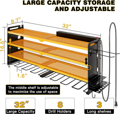 Heavy Duty Wall Mounted Power Tool Storage Rack