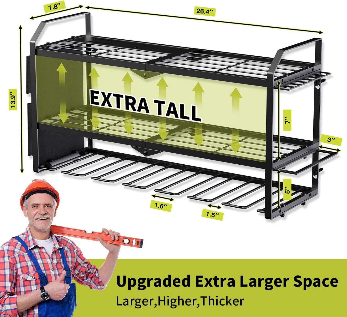 Heavy Duty Wall Mounted Power Tool Storage Rack